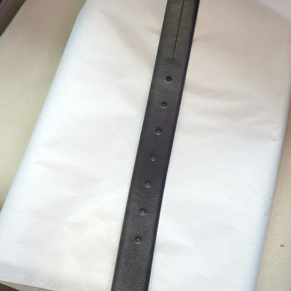 NWOT Men's Perry Ellis Black Bonded Leather Belt with Sliver Hardware Size 36